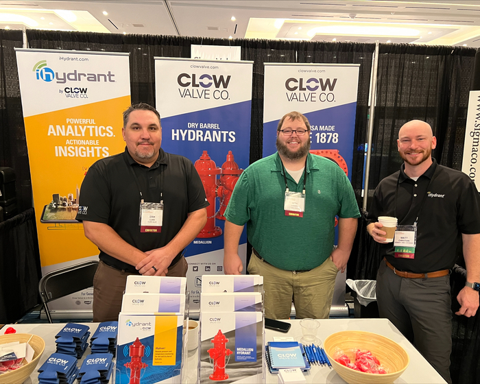 Pictured L-R: Erik Luke (Clow Valve), Seth Daniel (Clow Valve), Matt Christian (Kennedy Valve, M&H Valve & iHydrant)